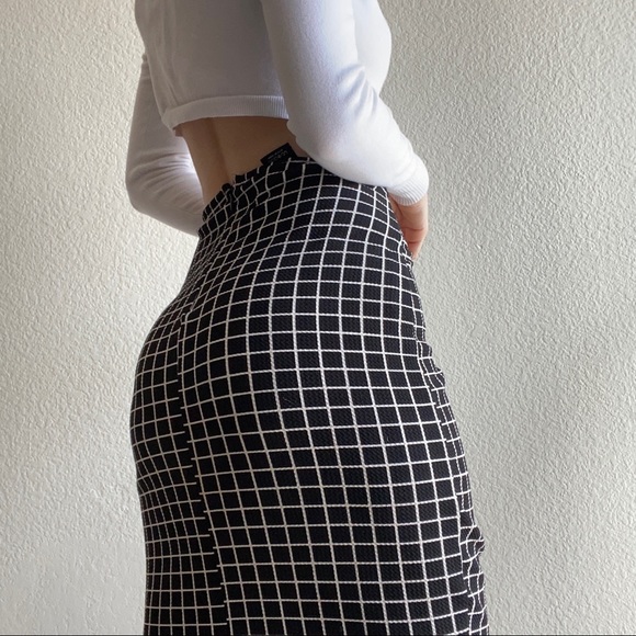 Grid Midi Pencil Skirt (crosslist on depop) - Picture 1 of 3
